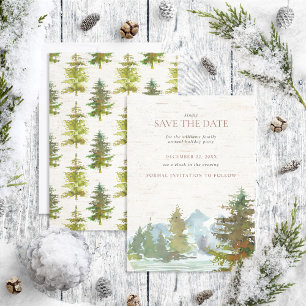 Save The Date Rustic Mountain Forest Noël Sauvez la date