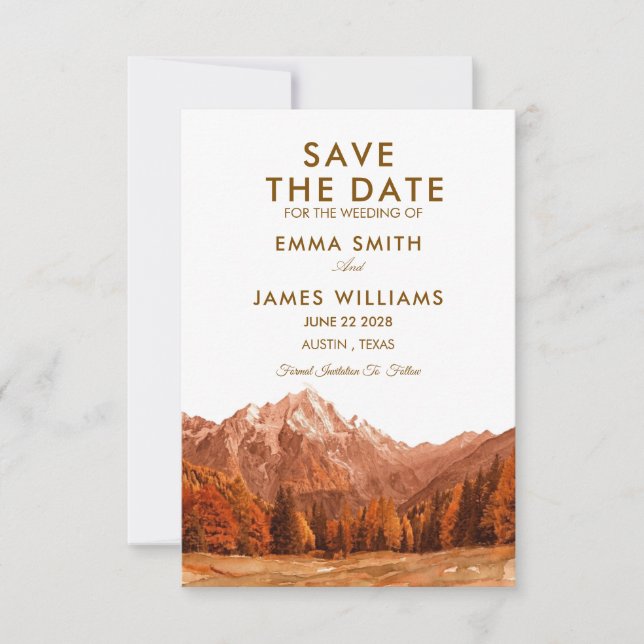 SAVE THE DATE RUSTIC MOUNTAIN SIMPLE WEEDING INVITE (Devant)