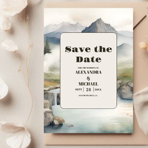 Save The Date Rustic Mountain Waterfall Boho Mariage