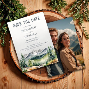 Save The Date Rustic Mountains Adventure commence Photo Mariage