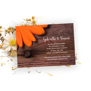 Save The Date Rustic Orange Daisy Grange Mariage Enregistrer la