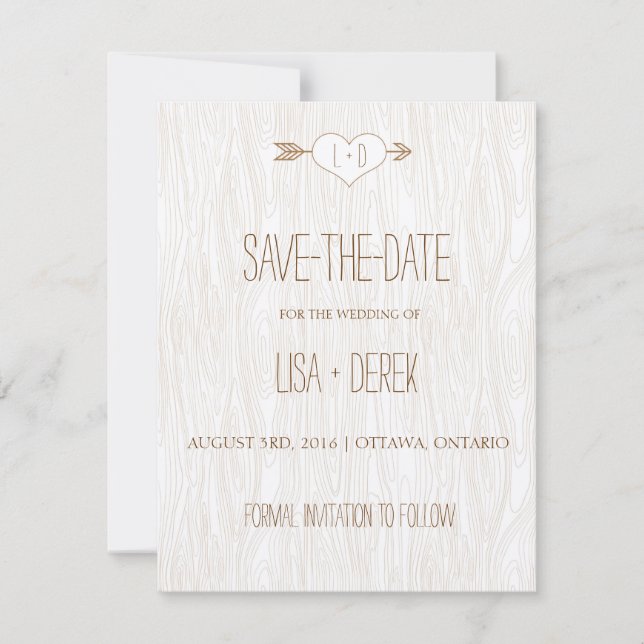 Save The Date Rustic Simple Woodgrain Enregistrer la date (Devant)