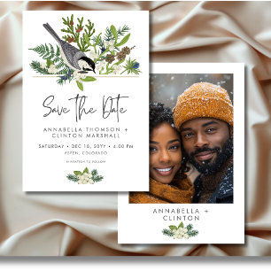 Save The Date Rustic Winter Nature & Pine Photo Mariage