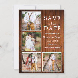 Save The Date Rustic Wood 4 Fiançailles photo