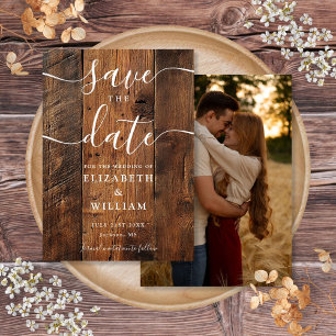 Save The Date Rustic Wood Barn Boho Chic Photo Mariage