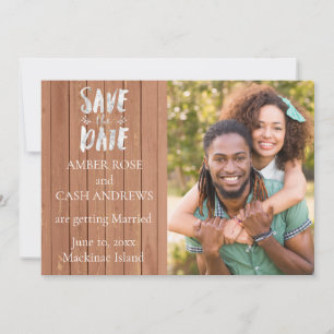 Save The Date Rustic Wood Photo Enregistrer la date