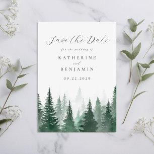 Save The Date Rustique Aquarelle Arbres Mariage forestier