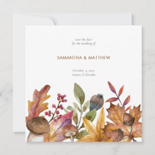 Save The Date Rustique Automne Aquarelle Botanique Foliage Maria