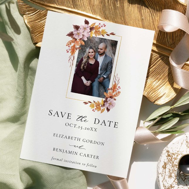 Save The Date Rustique Automne Fleurs d'automne Photo Enregistre (Créateur téléchargé)