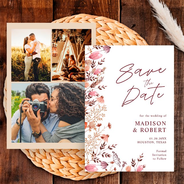 Save The Date Rustique Bohème Chic Fleurs Sauvages Mariage Multi (Créateur téléchargé)