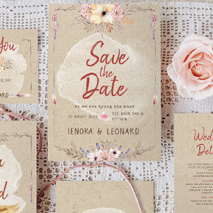 Save The Date Rustique Bohème Floral Kraft Mariage