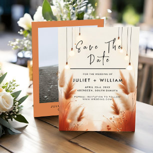 Save The Date Rustique Boho Automne Ombre Mariage Brown