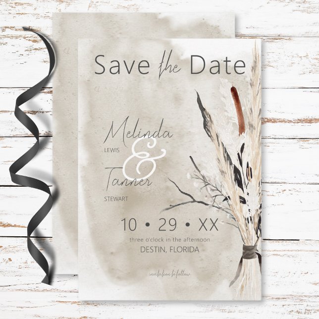 Save The Date Rustique Boho Bouquet Mariage moderne (Rustic Boho Bouquet Modern Wedding Save The Date)
