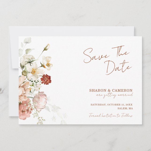 Save The Date Rustique Boho Floral Garden Mariage (Devant)