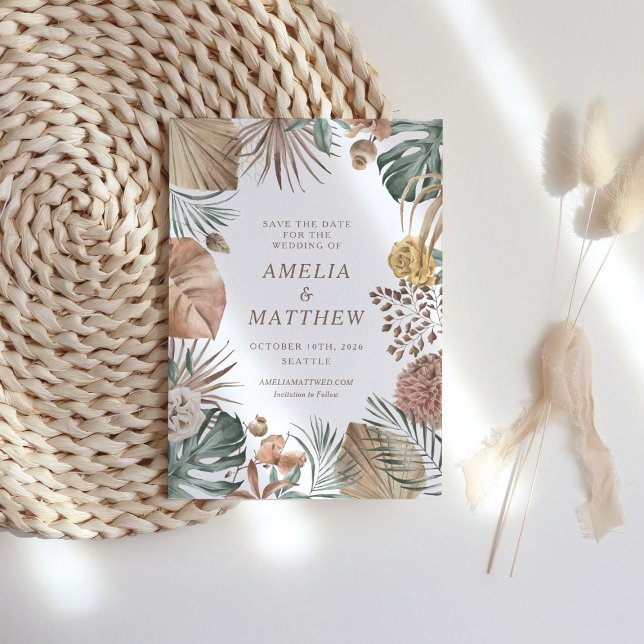 Save The Date Rustique Boho Green Mariage d'automne élégant (Créateur téléchargé)