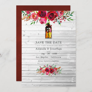 Save The Date Rustique Bourgogne et rose Mariage floral