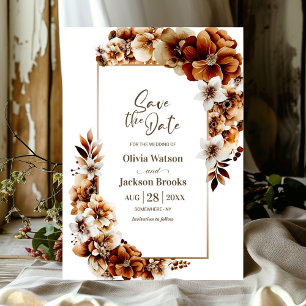Save The Date Rustique Burnt Orange Floral Wedding Enregistrer l