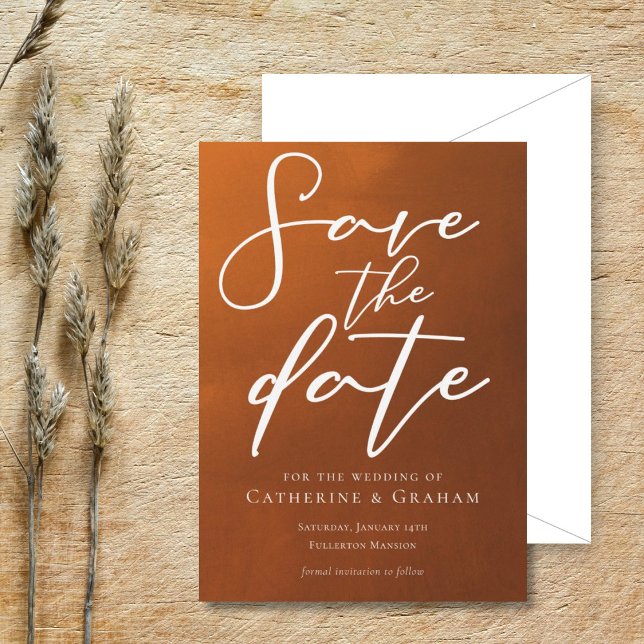 Save The Date Rustique Burtic Orange Typographie Mariage d'autom (Créateur téléchargé)