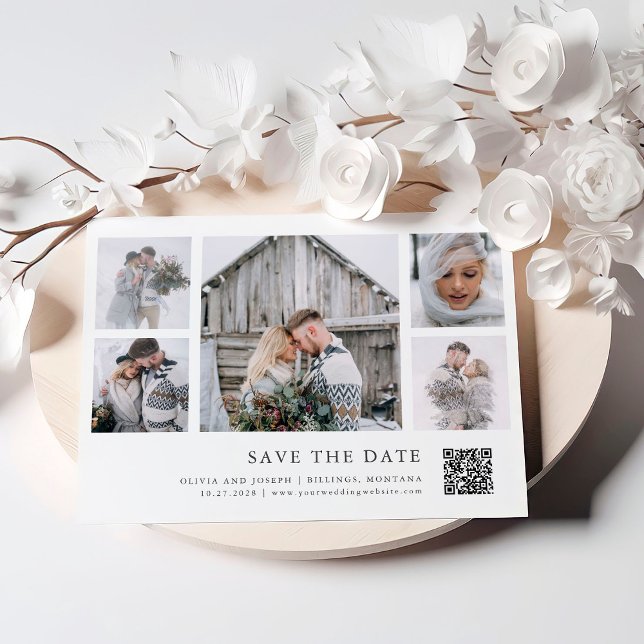 Save The Date Rustique chic | Mariage de code QR de la grille de (Créateur téléchargé)
