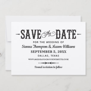 Save The Date Rustique Chic Papier Kraft Mariage Écriture Noir