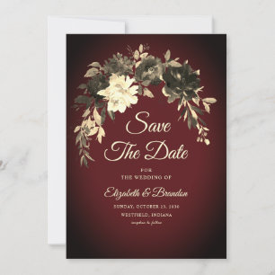Save The Date Rustique Élégant Automne Rouge Fleurs séchées Mari