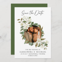 Rustique Elegant White Floral Photo Enregistrer la