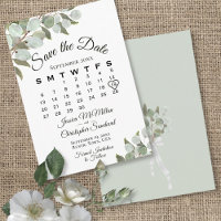 Rustique Eucalyptus Calendrier vert Mariage blanc