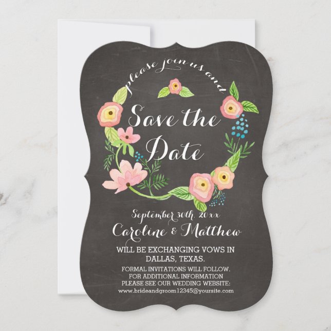 Save The Date Rustique Fantaisiste Chic Mamie Hipster Tableau No (Devant)