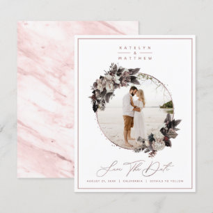Save The Date Rustique Floral Rose Gold encadré Photo & Calligra