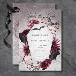 Save The Date Rustique gothique Noir & Bourgogne Mariage d'Hallo<br><div class="desc">Entrez dans un royaume romantique sombre avec notre faire-part de mariage gothique exquise ou Halloween qui mêle harmonieusement élégance rustique avec une touche d'allure étrange. Décorée de fleurs roses, bordeaux et noires, cette invitation est un chef-d'oeuvre fascinant qui saisit l'essence de votre histoire d'amour unique. Dans un décor de tons...</div>