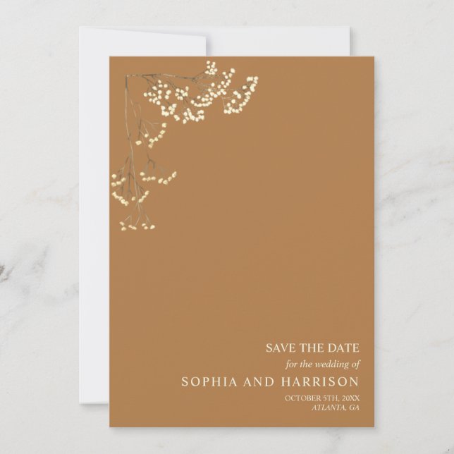 Save The Date Rustique Gypsophila Goldenrod Mariage Enregistrer  (Devant)
