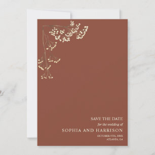 Save The Date Rustique Gypsophila Terracotta Mariage Enregistrer