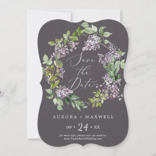 Save The Date Rustique Lilac   Mariage gris