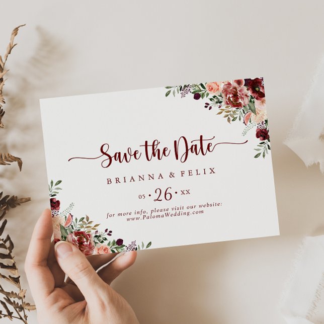 Save The Date Rustique Mariage horizontal floral d'été (Créateur téléchargé)