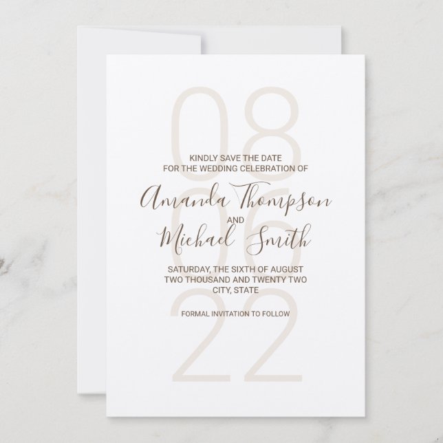 Save The Date Rustique Mariage papier Kraft (Devant)