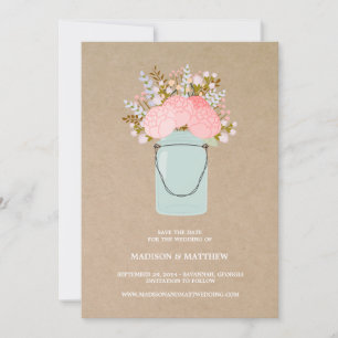 Save The Date Rustique Mason Jar 2 Enregistrer l'annonce de da