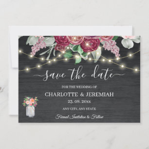 Save The Date Rustique Mason Jar String éclat Mariage Bourgogne