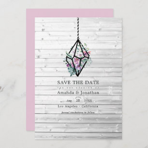 Save The Date Rustique Pastel Floral Terrarium Jardin Mariage