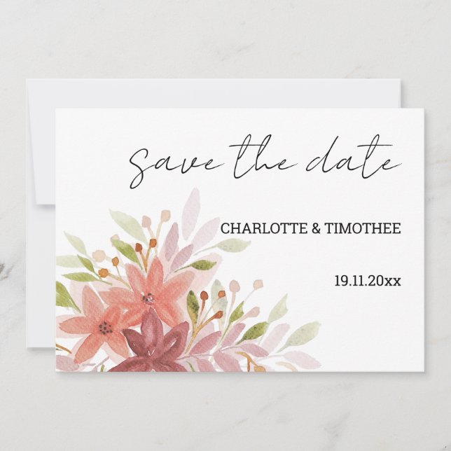 Save The Date Rustique Pays Terracotta Art Floral (Devant)