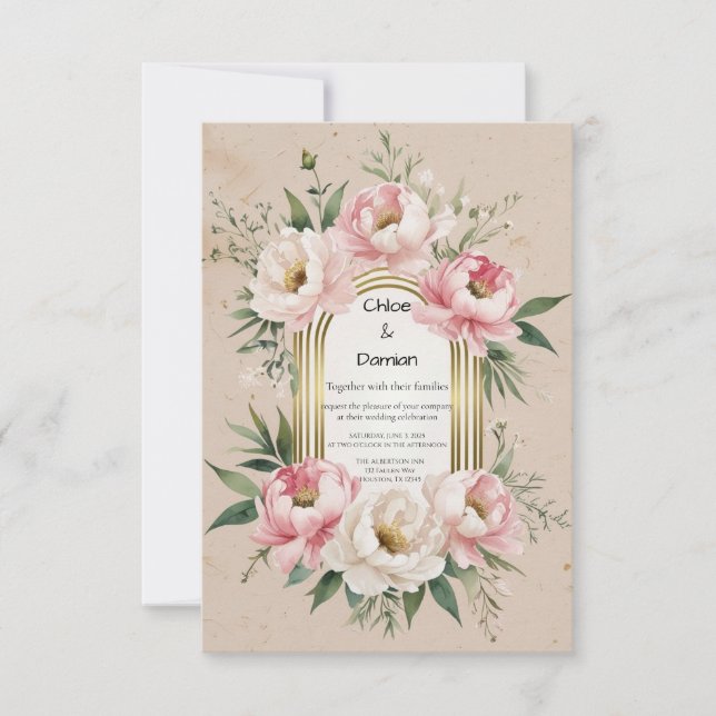 Save The Date Rustique romantique Boho Blush & Ivory Floral Mari (Devant)