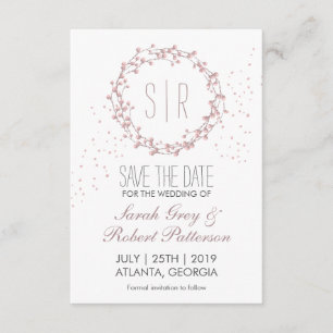 Save The Date Rustique Rose Floral Wreath Mariage Enregistrer La