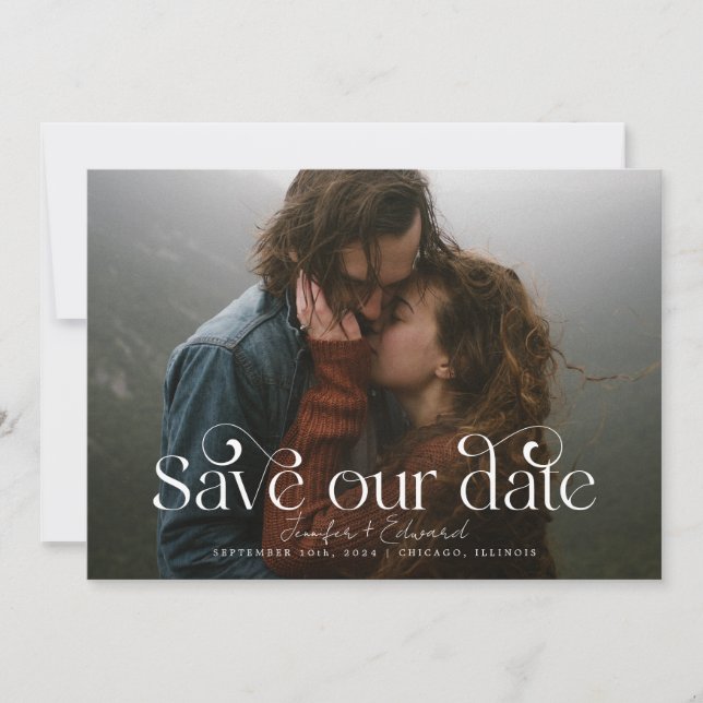Save The Date Rustique Swirl Code QR Photo (Devant)