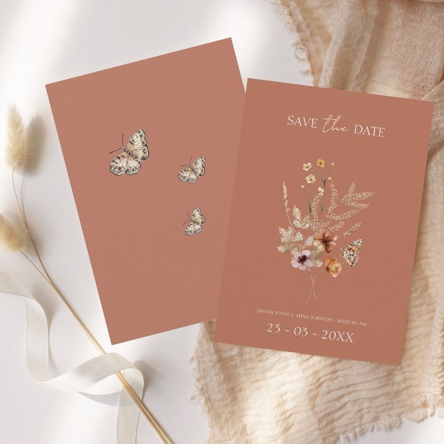 Save The Date Rustique Terracotta Automne Fleur sauvage Mariage (Créateur téléchargé)