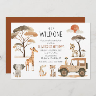Save The Date Safari Wild One Boy 1er anniversaire