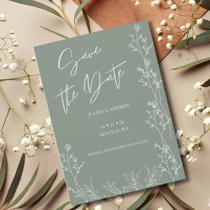 Save The Date Saga simple vert mariage tendance