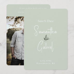 Save The Date Sage Contemporary Photo Mariage Enregistrer la Dat