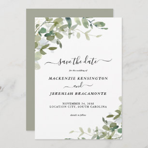 Save The Date Sage Eucalyptus Greenery Wedding Enregistrer la da