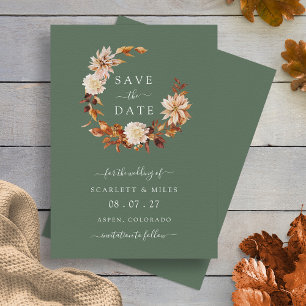 Save The Date Sage Fall Wreath Wedding Enregistrer La Date