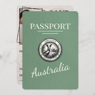 Save The Date Sage Green Australie Passeport Enregistrer La Date