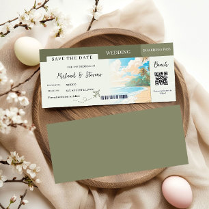Save The Date Sage green Beach Bateau Passe mariage